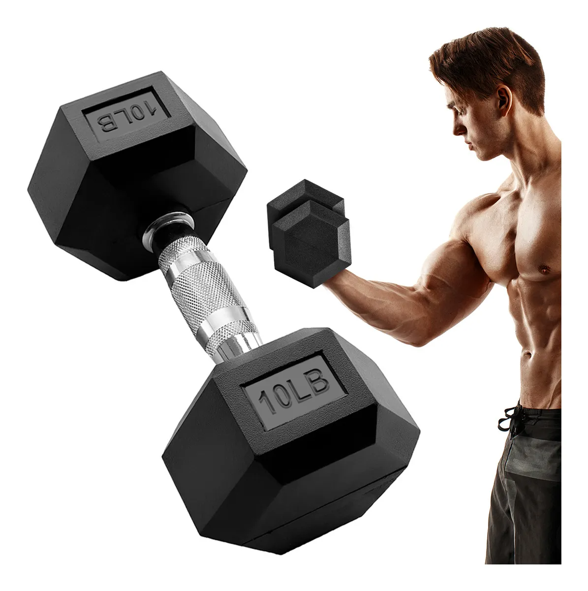 Kit De 2 Mancuernas Pesa Ejercicio Gym 10 Lb C/u Gimnasio Color Negro