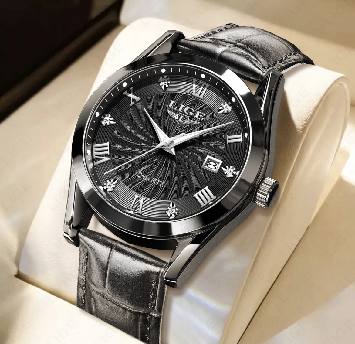 Reloj De Cuarzo Casual De Cuero Impermeable Para Hombre