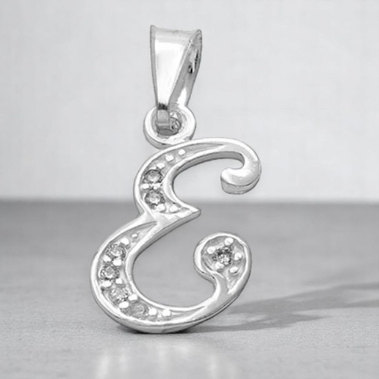 Dije Inicial Letra E en Plata .925