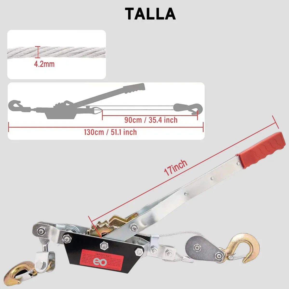 Malacates Manual 2 Toneladas Profesional Con 2 Ganchos