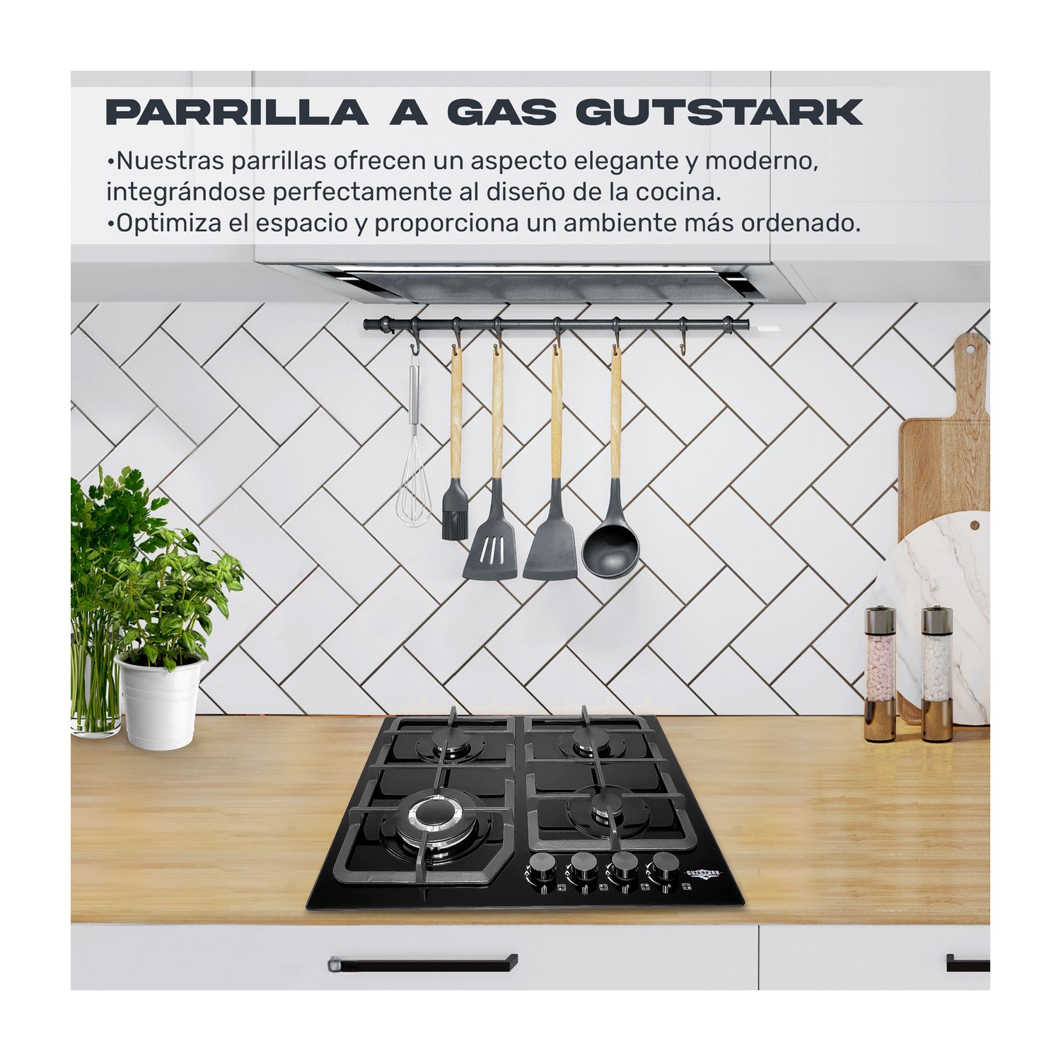 Parrilla de Gas Cristal Templado 4 Quemadores Gutstark