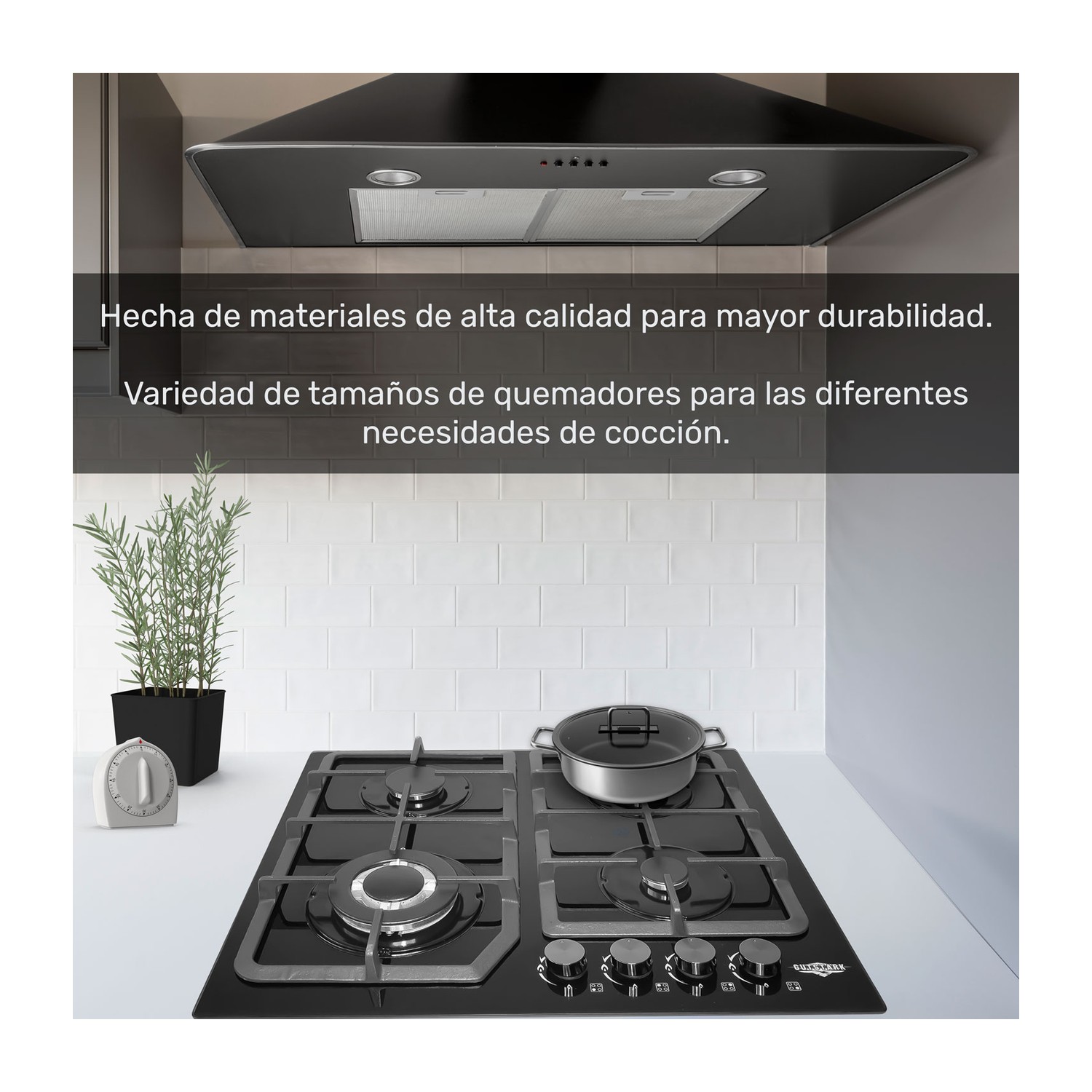 Parrilla de Gas Cristal Templado 4 Quemadores Gutstark