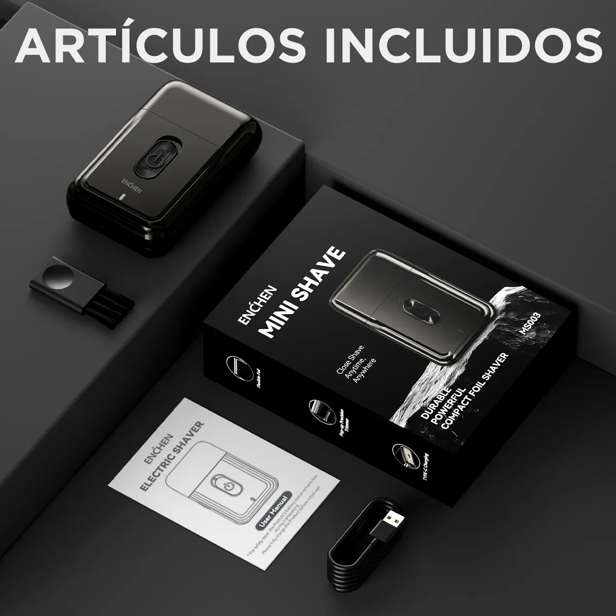 ENCHEN Mini Rasuradora Afeitadora Eléctrica Uso Flexible En Diferentes Escenarios Compacta Y Portátil 7000 Revoluciones Por Minuto Profesional Color Negro