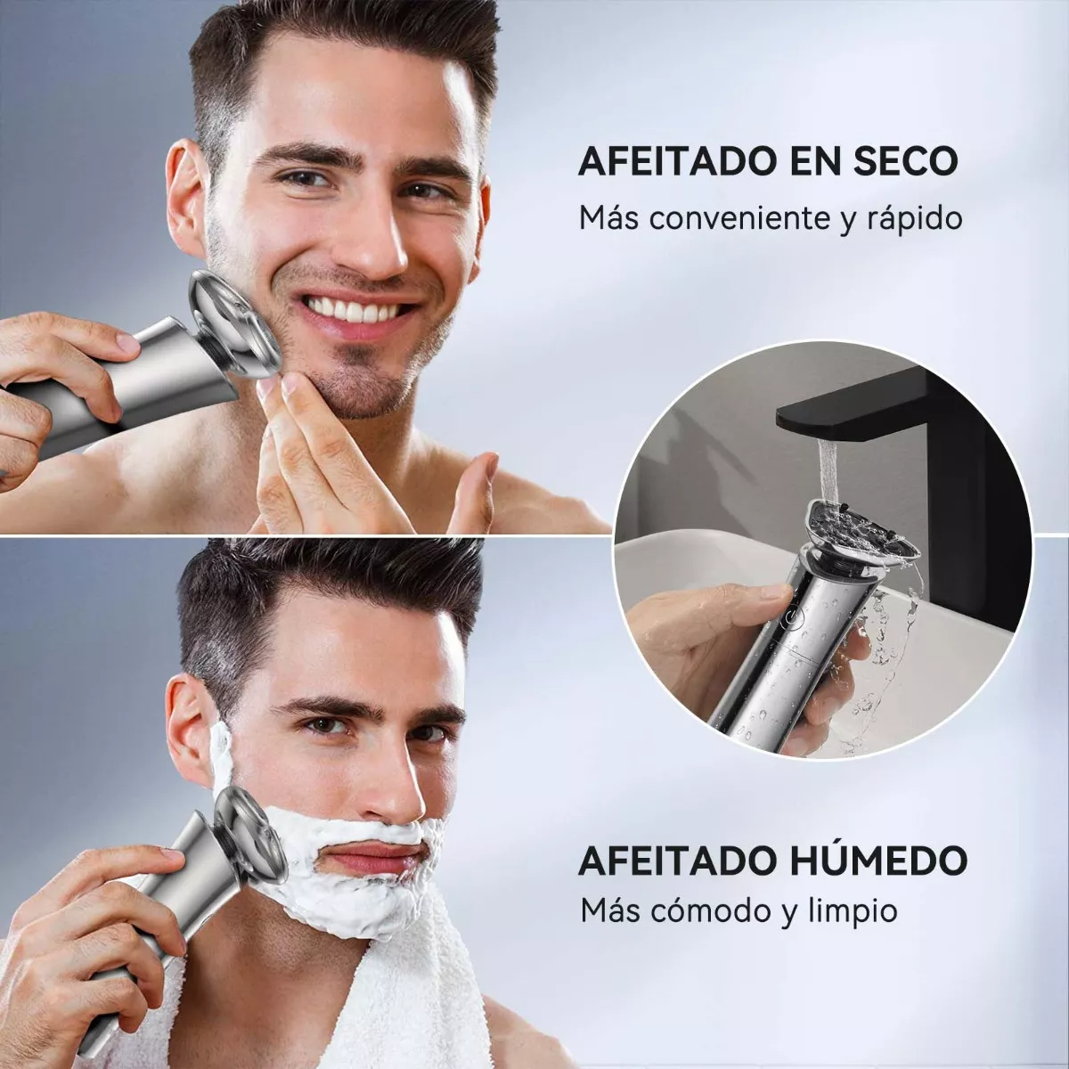 Rasuradora Eléctrica Barba Afeitadora En La Ducha Plateado