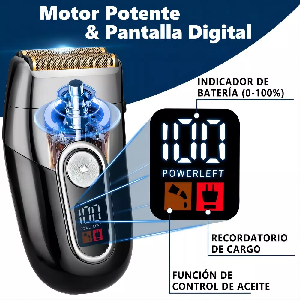 All-in Profesional B-0702bk Rasuradora Eléctrica Afeitadora Barba Recargable Corta al Raz Cortadora Pelo Cabello Color Negro