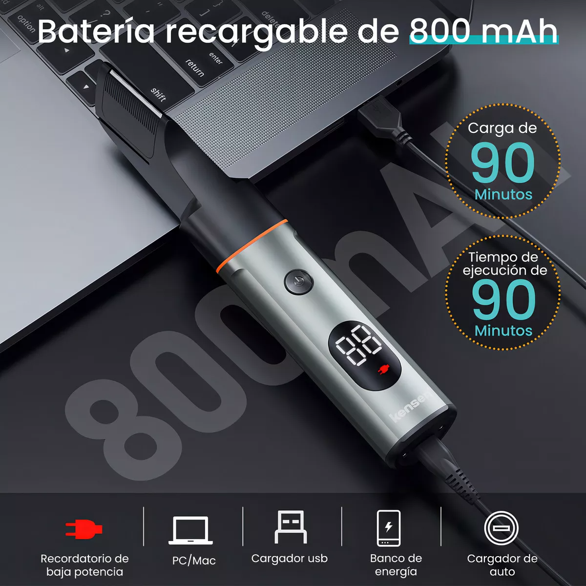 Rasuradora Kensen LK-881 gris y negra 127V
