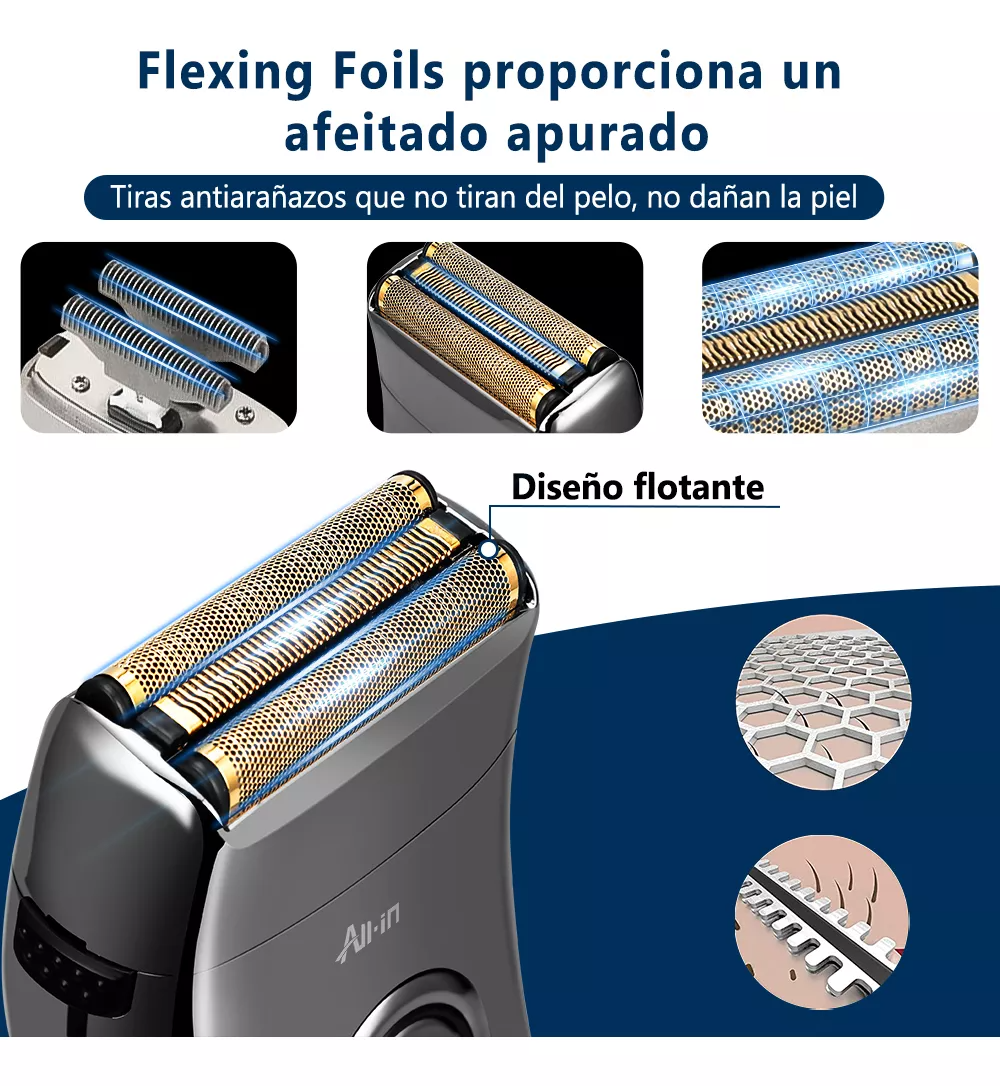 All-in Profesional B-0702bk Rasuradora Eléctrica Afeitadora Barba Recargable Corta al Raz Cortadora Pelo Cabello Color Negro