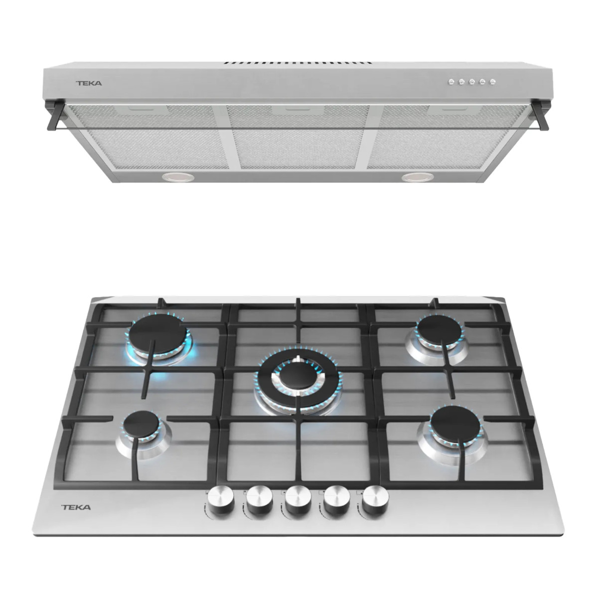 Combo Parrilla Acero Inoxidable de Gas + Campana Empotrable Teka Duetto Deluxe 75