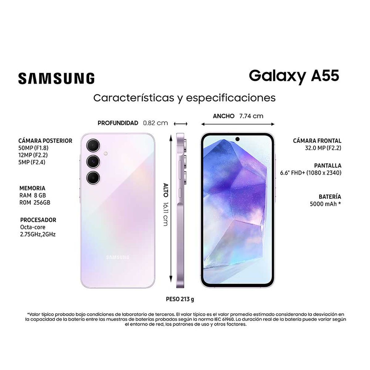 Samsung Galaxy A55 5G 256Gb 12Ram Color Lila Nuevo Libre