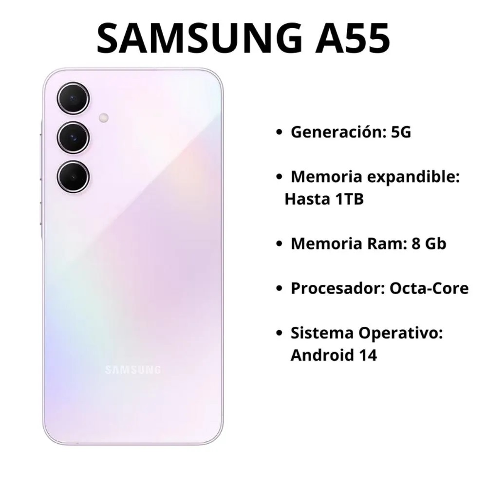 Samsung Galaxy A55 5G 256Gb 12Ram Color Lila Nuevo Libre