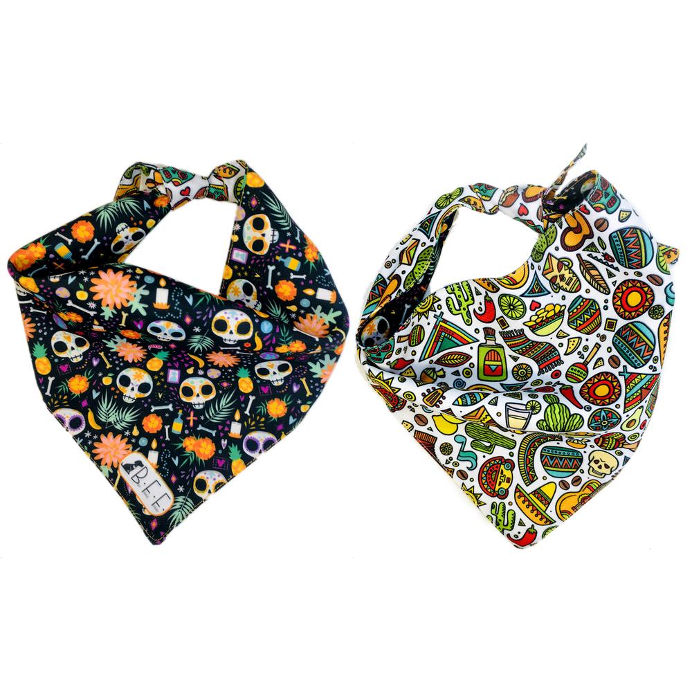 Bandanas para perros set de 3 piezas talla grande - Dia De Muertos