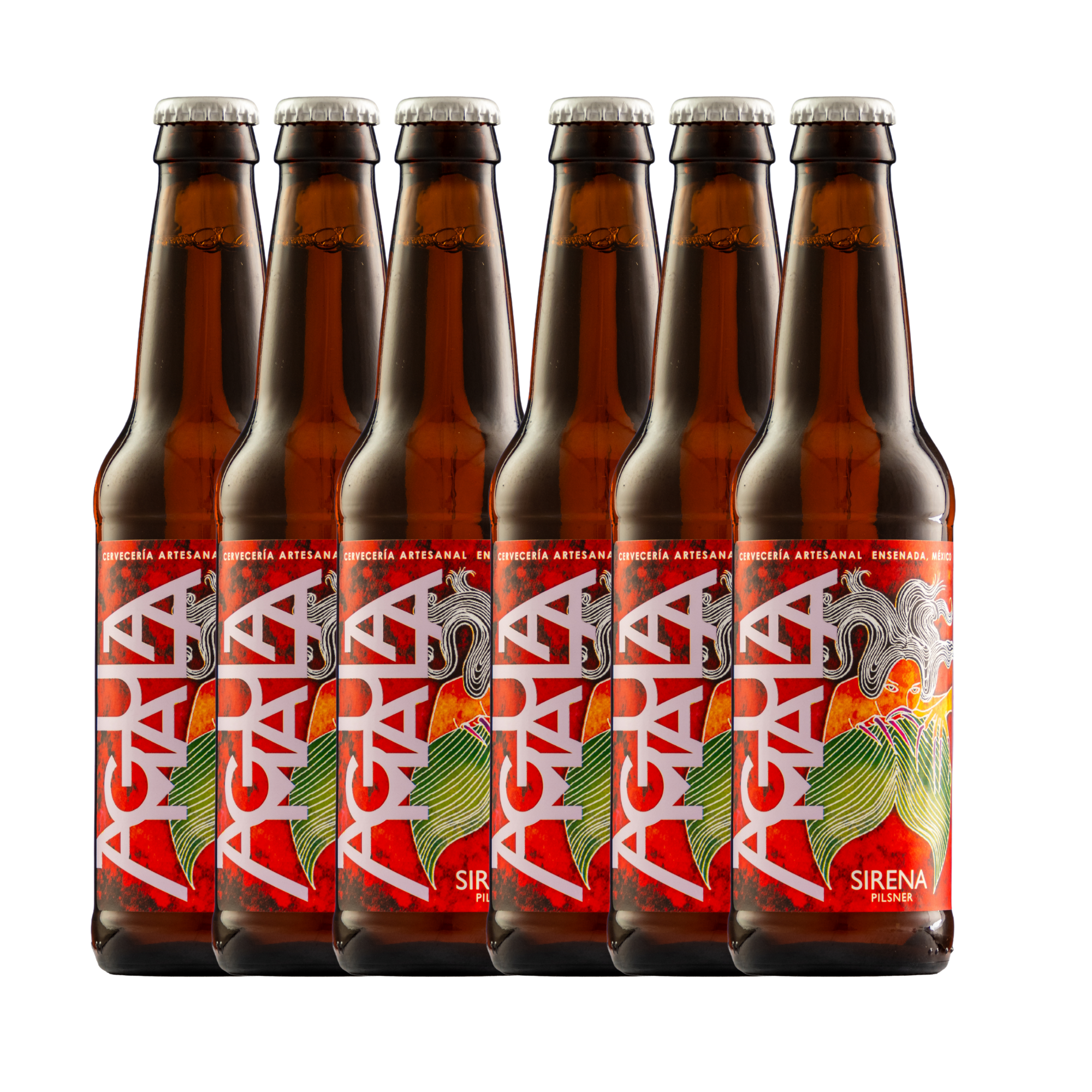 Six Pack Cerveza Artesanal Agua Mala Sirena Pilsner 355 Ml