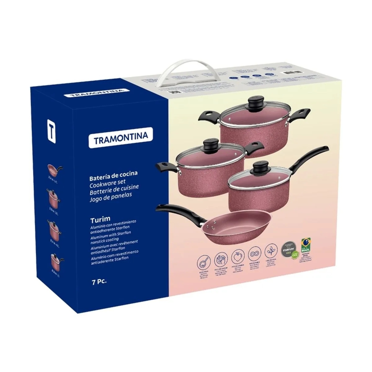Combo Horno de Microondas Koblenz MWKM-07IRA 0.7P + Bateria Tramontina Turim 7 Piezas Rosa ENDY12