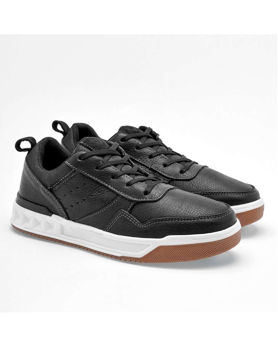 TENIS DE PIEL PARA HOMBRE COLOR NEGRO