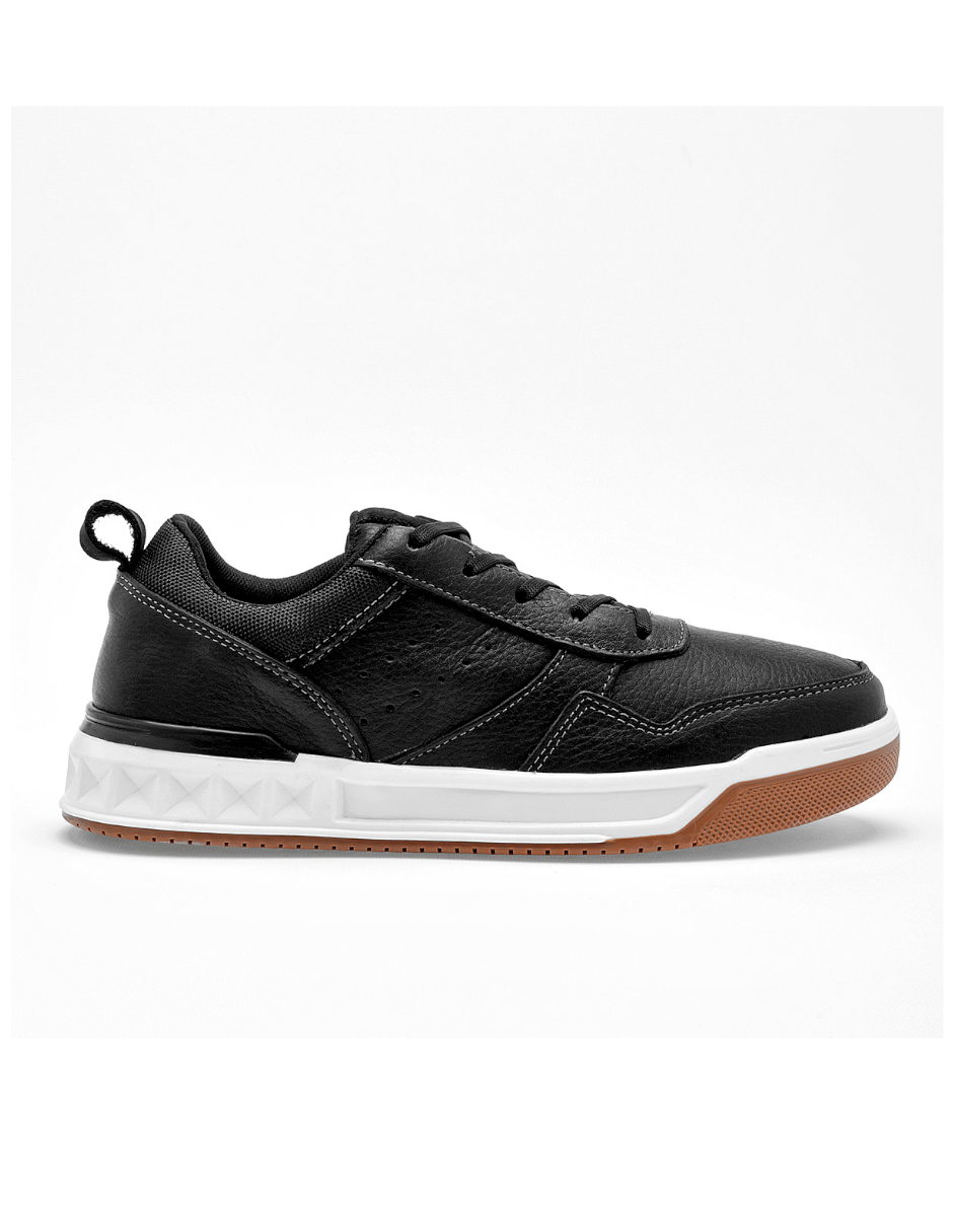 TENIS DE PIEL PARA HOMBRE COLOR NEGRO