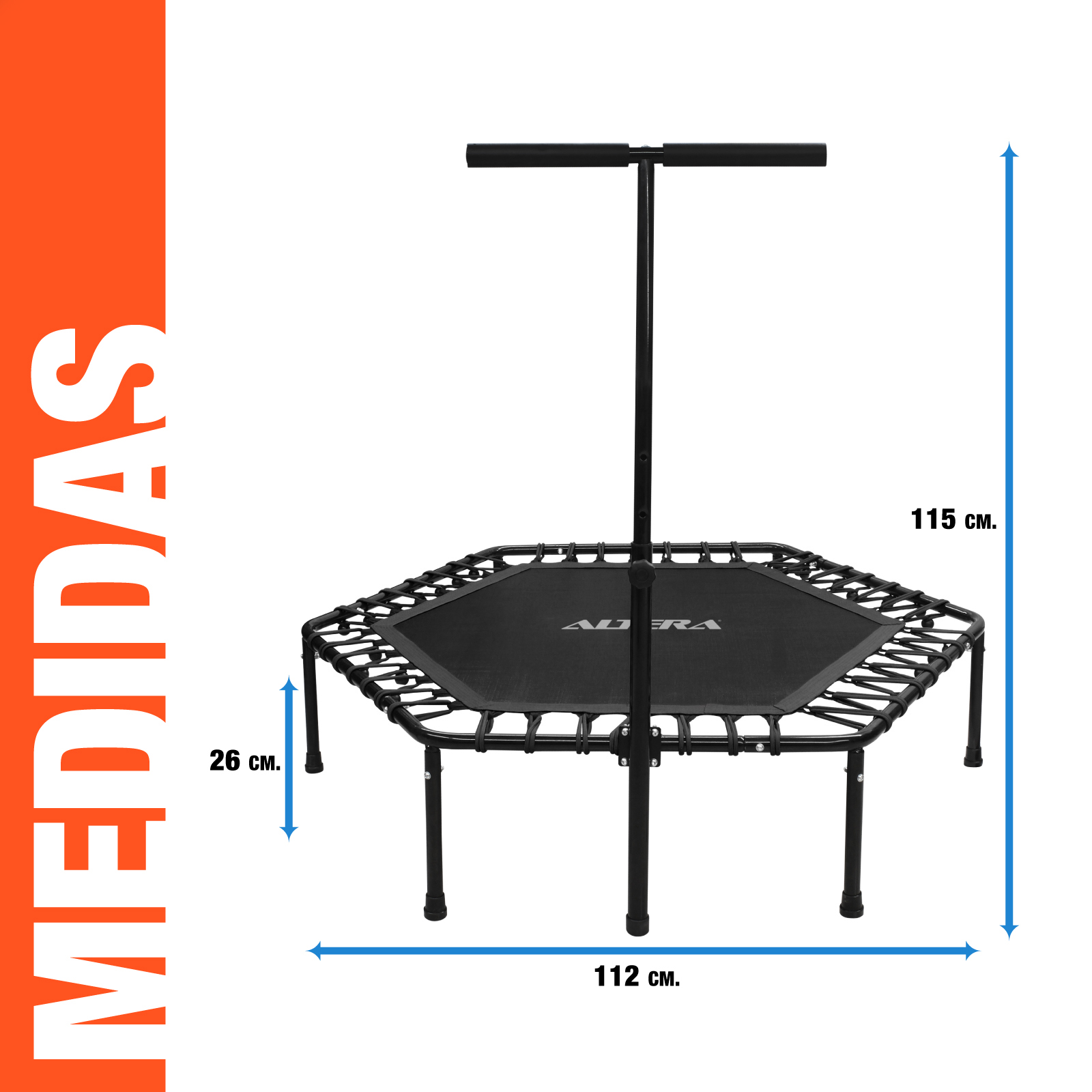 Trampolin Ejercicio Aerobico Altera Fitness Hexagonal Con Barra Agarradera Gym Jumping Aerobics Color Negro