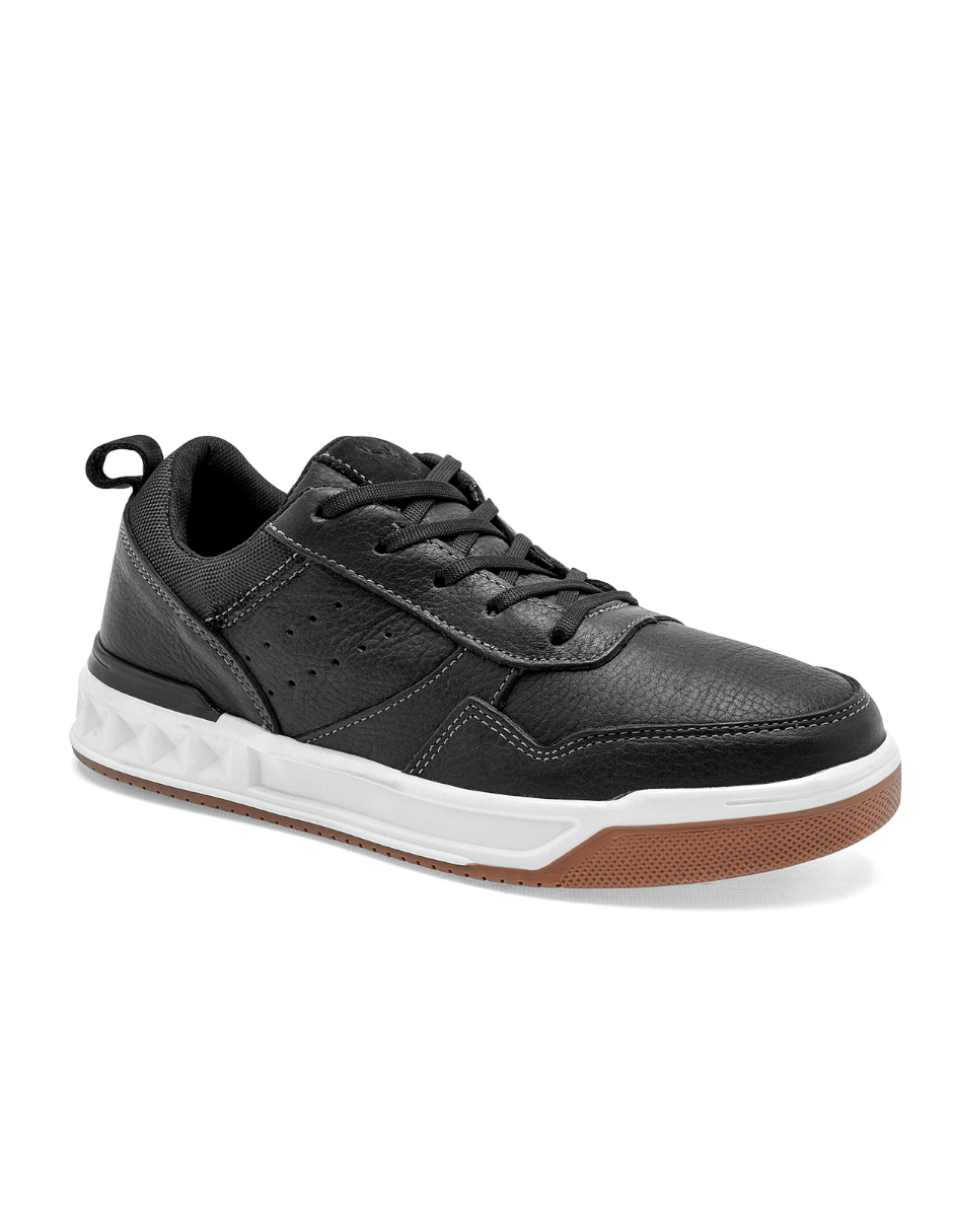 TENIS DE PIEL PARA HOMBRE COLOR NEGRO