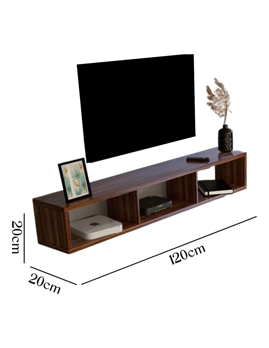 Estante Repisa Tv Flotante Soporte Minimalista 3 Divisiones Color Madera