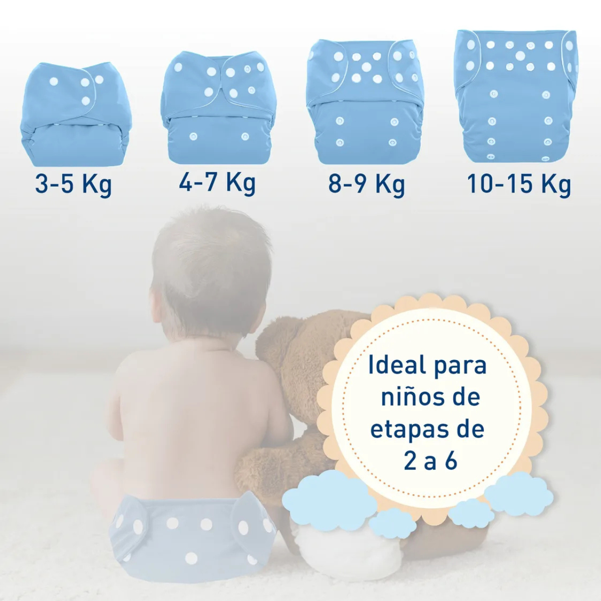 Paquete de 24 Pañales Ecológicos de Tela para Bebés de 0 a 3 Años de Edad, Hanylish