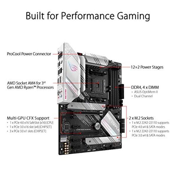 ASUS ROG Strix B550-A Gaming Desktop Motherboard - AMD B550 Chipset - Socket AM4 - ATX - 128 GB DDR4 SDRAM Maximum RAM - DIMM, UDIMM - 4 x Memory Slots - HDMI - DisplayPort - 6 x S