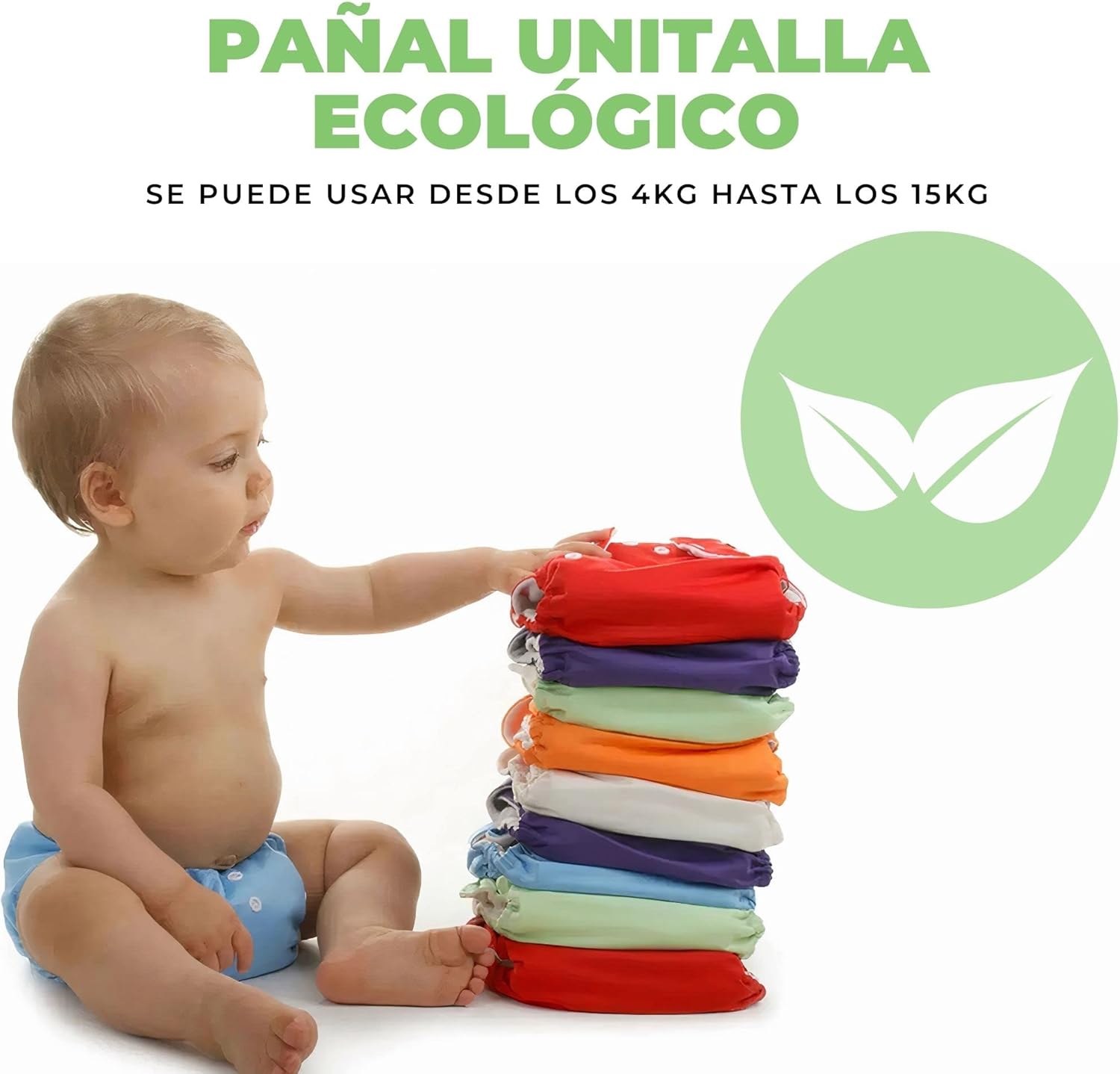 Paquete de 12 Pañales Ecológicos de Tela para Bebe Niño o Niña de 0 a 3 años, Hanylish