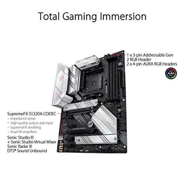 ASUS ROG Strix B550-A Gaming Desktop Motherboard - AMD B550 Chipset - Socket AM4 - ATX - 128 GB DDR4 SDRAM Maximum RAM - DIMM, UDIMM - 4 x Memory Slots - HDMI - DisplayPort - 6 x S