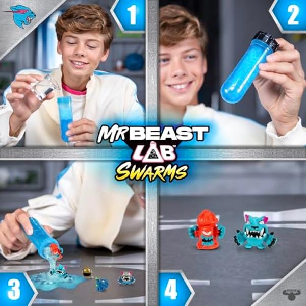 MrBeast Lab Swarms Lab Pack, Experiment by Adding Water, Shaking Test Tube & Revealing 5 PK of 1" MrBeast Collectible Characters, 100+ to Collect, Look Out for The Limited Edition 
