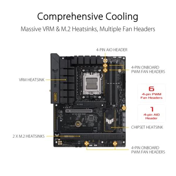 ASUS TUF GAMING B650-PLUS WIFI AMD B650 AM5 Ryzen™ Desktop 9000 8000 and 7000 ATX motherboard, 14 power stages, PCIe® 5.0 M.2 , DDR5 memory, WiFi 6 and 2.5 Gb Ethernet, USB4® suppo