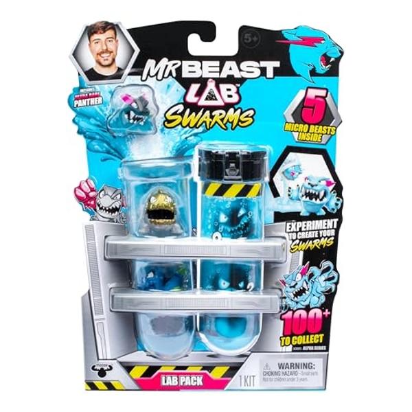 MrBeast Lab Swarms Lab Pack, Experiment by Adding Water, Shaking Test Tube & Revealing 5 PK of 1" MrBeast Collectible Characters, 100+ to Collect, Look Out for The Limited Edition 