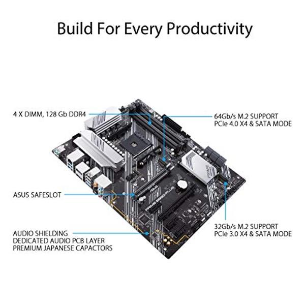 ASUS Prime B550-PLUS AMD AM4 Zen 3 Ryzen 5000 & 3rd Gen Ryzen ATX Motherboard (PCIe 4.0, ECC Memory, 1Gb LAN, HDMI 2.1, DisPlayPort 1.2 (4K@60HZ), Addressable Gen 2 RGB Header and 