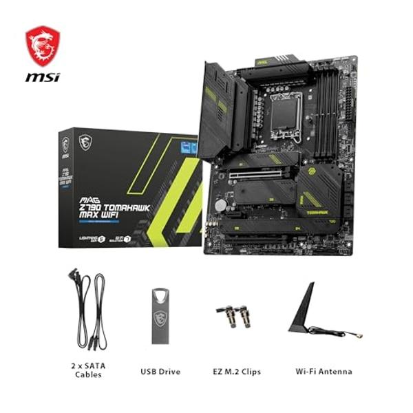MSI MAG Z790 Tomahawk MAX WiFi Gaming Motherboard (Supports 12th/13th/14th Gen Intel Processors, LGA 1700, DDR5, PCIe 5.0, M.2, SATA 6G, 2.5Gbps LAN, USB 3.2 Gen2, Wi-Fi 7, Bluetoo