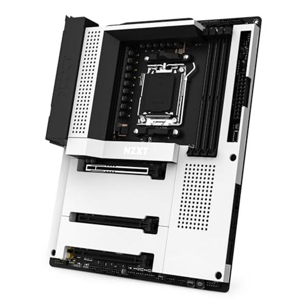 NZXT N7 B650E - AMD B650 Chipset - Supports AMD Ryzen 9000 8000 & 7000 Series CPUs (Socket AM5) - ATX Gaming Motherboard - Integrated Rear I/O Shield - DDR5 - Wi-Fi 6E - White