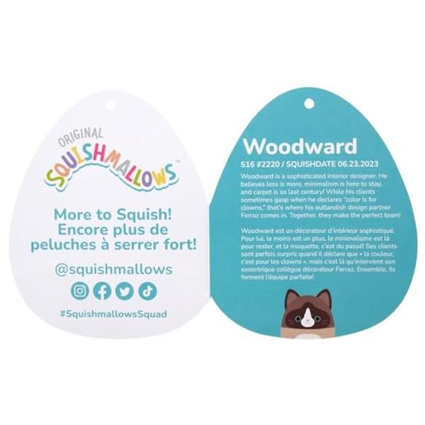 Squishmallows Original 16-Inch Woodward Snowshoe Cat with Fuzzy Belly - Official Jazwares Large Plush
