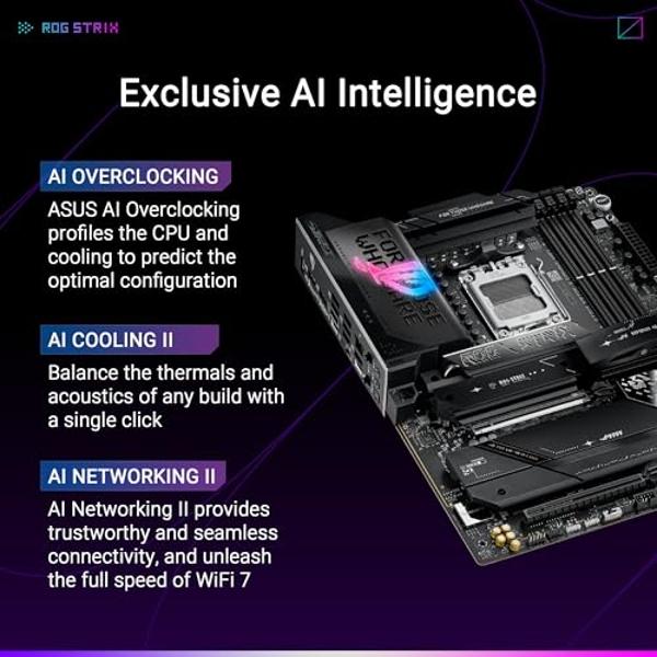 ASUS ROG Strix X870E-E Gaming WiFi AMD AM5 X870 ATX Motherboard 18+2+2 Power Stages, Dynamic OC Switcher, Core Flex, DDR5 AEMP, WiFi 7, 5X M.2, PCIe® 5.0, Q-Release Slim, USB4®, AI