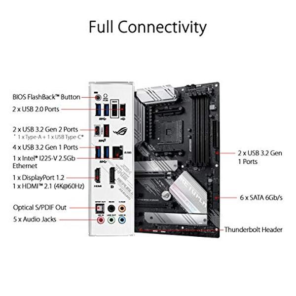 ASUS ROG Strix B550-A Gaming Desktop Motherboard - AMD B550 Chipset - Socket AM4 - ATX - 128 GB DDR4 SDRAM Maximum RAM - DIMM, UDIMM - 4 x Memory Slots - HDMI - DisplayPort - 6 x S