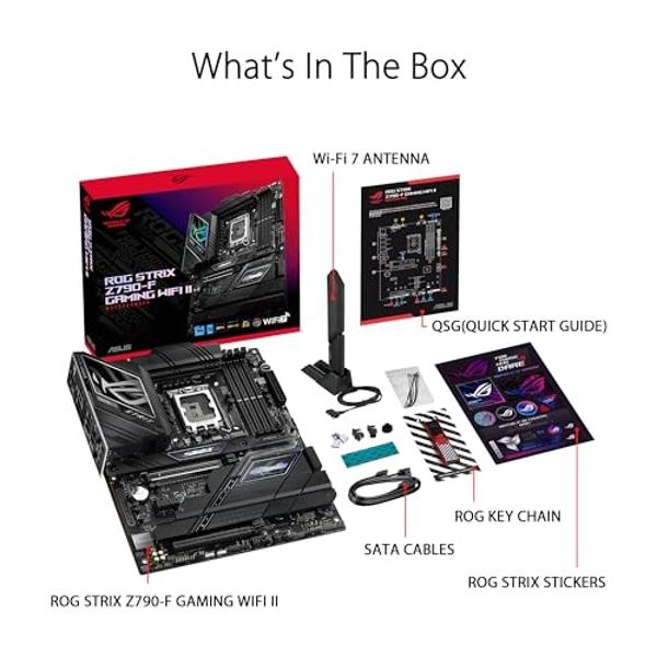 ASUS ROG Strix Z790-F Gaming WiFi II LGA 1700(Intel 14th &13th & 12th Gen) ATX Gaming Motherboard(DDR5,2.5 Gb LAN,5XM.2 Slots,PCIe 5.0 x16,WiFi 7,Front-Panel Connector with PD 3.0 