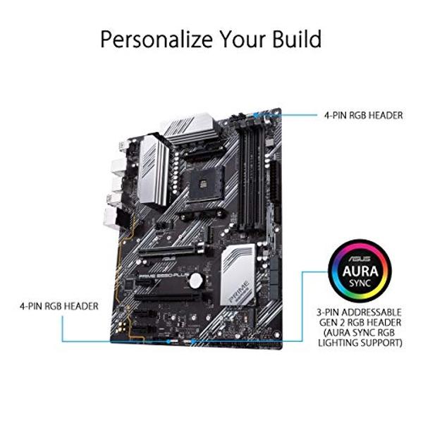 ASUS Prime B550-PLUS AMD AM4 Zen 3 Ryzen 5000 & 3rd Gen Ryzen ATX Motherboard (PCIe 4.0, ECC Memory, 1Gb LAN, HDMI 2.1, DisPlayPort 1.2 (4K@60HZ), Addressable Gen 2 RGB Header and 