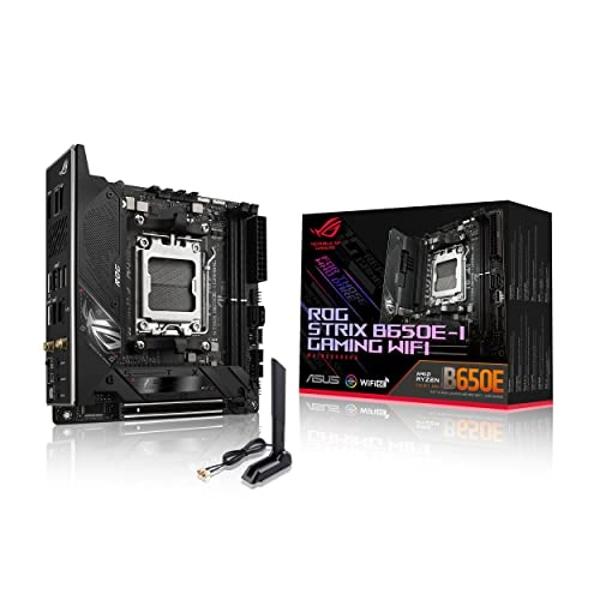 ASUS ROG Strix B650E-I Gaming WiFi AMD B650 AM5 Ryzen™ Desktop 9000 8000 & 7000 mini-ITX mITX Motherboard, 10+2 Power Stages, DDR5, 2X M.2 Slot, PCIe® 5.0, 2.5G LAN, WiFi 6E, USB 3