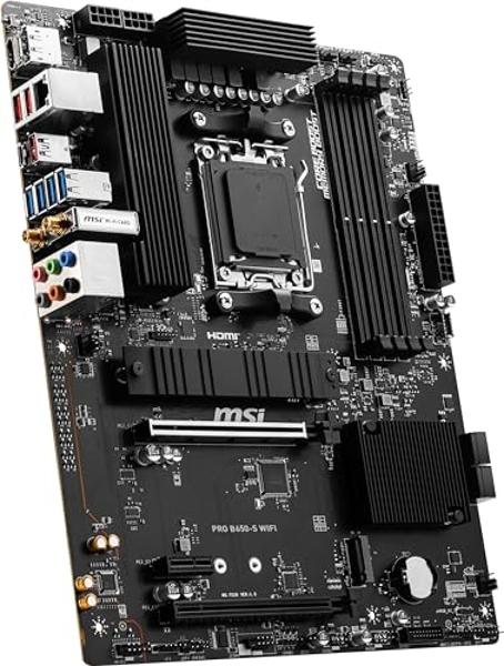 MSI PRO B650-S WiFi ProSeries Motherboard (AMD Ryzen 9000/8000/7000 Series Processors, AM5, DDR5, PCIe 4.0, M.2 Slots, SATA 6Gb/s, USB 3.2 Gen 2, HDMI/DP, Wi-Fi 6E, Bluetooth 5.3, 