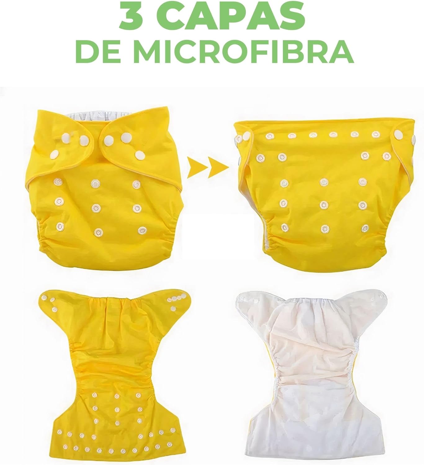 Paquete de 12 Pañales Ecológicos de Tela para Bebe Niño o Niña de 0 a 3 años, Hanylish