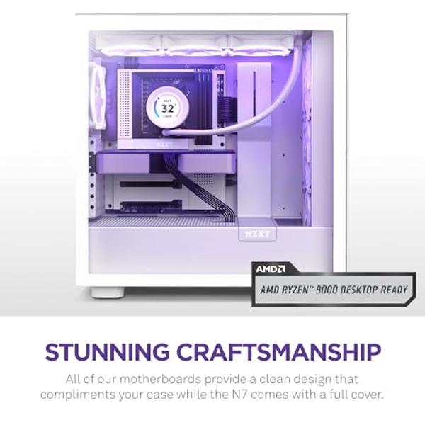 NZXT N7 B650E - AMD B650 Chipset - Supports AMD Ryzen 9000 8000 & 7000 Series CPUs (Socket AM5) - ATX Gaming Motherboard - Integrated Rear I/O Shield - DDR5 - Wi-Fi 6E - White
