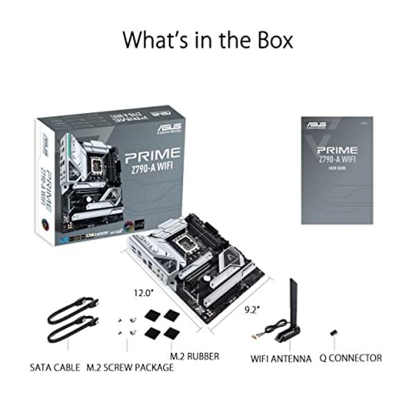 ASUS Prime Z790-A WiFi 6E LGA 1700(Intel 14th,13th&12th) ATX Motherboard (16+1 DrMOS, PCIe 5.0,DDR5,4X M.2 Slots,2.5 Gb LAN,USB 3.2 Gen 2 Front Panel Type-C, Thunderbolt 4/USB4, DP
