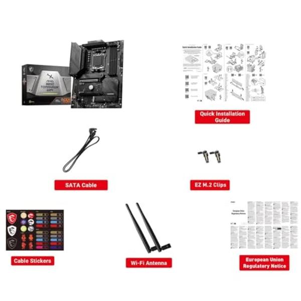 MSI MAG B650 Tomahawk WiFi Gaming Motherboard (AMD Ryzen 9000/8000/7000 Series Processors, AM5, DDR5, PCIe 4.0, M.2, SATA 6Gb/s, USB 3.2 Gen 2, HDMI/DP, Wi-Fi 6E, Bluetooth 5.3, 2.