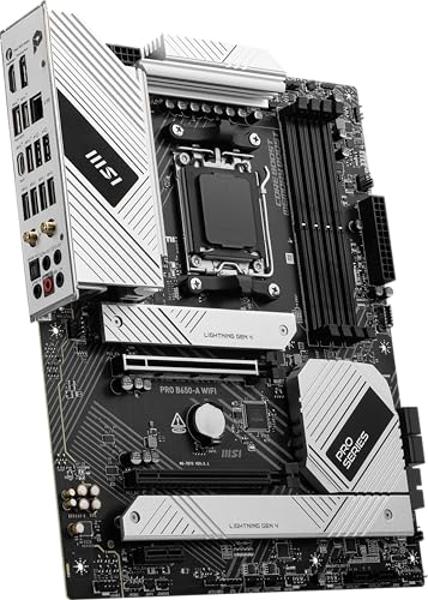 MSI PRO B650M-A WiFi ProSeries Motherboard (AMD Ryzen 9000/8000/7000 Series Processors, AM5, DDR5, PCIe 4.0, M.2, SATA 6Gb/s, USB 3.2 Gen 2, HDMI/DP, Wi-Fi 6E, Bluetooth 5.3, 2.5Gb