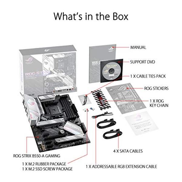ASUS ROG Strix B550-A Gaming Desktop Motherboard - AMD B550 Chipset - Socket AM4 - ATX - 128 GB DDR4 SDRAM Maximum RAM - DIMM, UDIMM - 4 x Memory Slots - HDMI - DisplayPort - 6 x S