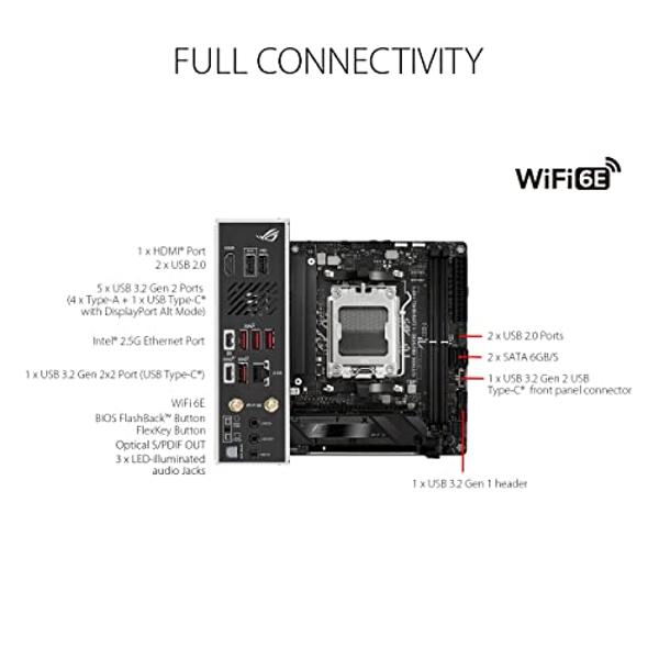 ASUS ROG Strix B650E-I Gaming WiFi AMD B650 AM5 Ryzen™ Desktop 9000 8000 & 7000 mini-ITX mITX Motherboard, 10+2 Power Stages, DDR5, 2X M.2 Slot, PCIe® 5.0, 2.5G LAN, WiFi 6E, USB 3
