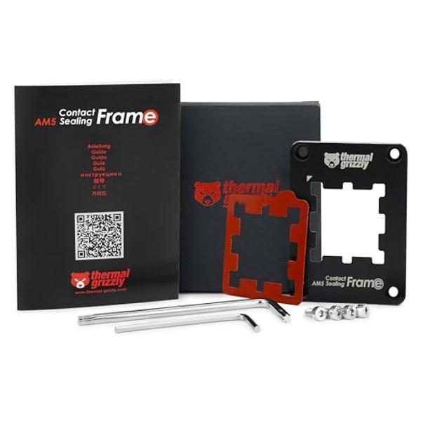 Thermal Grizzly AM5 Contact Sealing Frame - Contact Frame & CPU Guard Combination - Optimizes Contact Pressure Points & Protects Components - for AMD Ryzen 7000 CPUs