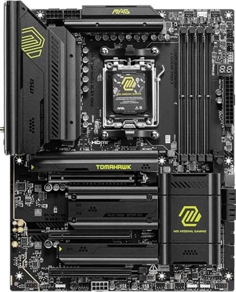 MSI MAG X870 Tomahawk WiFi Gaming Motherboard (AMD Ryzen 9000/8000/7000 Series Processors, AM5, DDR5, PCIe 5.0, M.2 Gen5, SATA 6Gb/s, USB 40Gbps, HDMI/DP, Wi-Fi 7, Bluetooth 5.4, 5