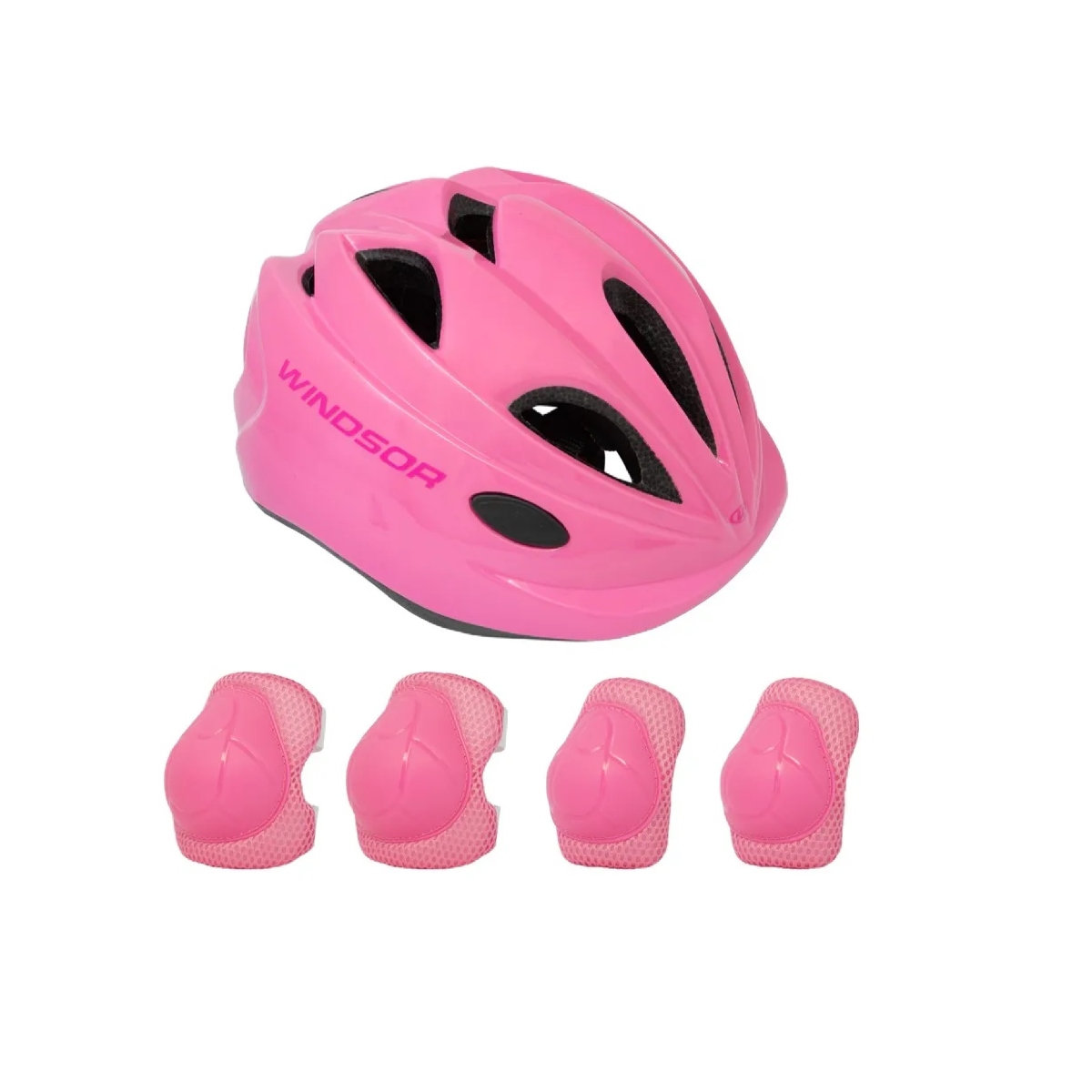 Kit de Casco Y Protecciones Windsor de Niños P/Bicicleta Rosa Talla P ENDY3