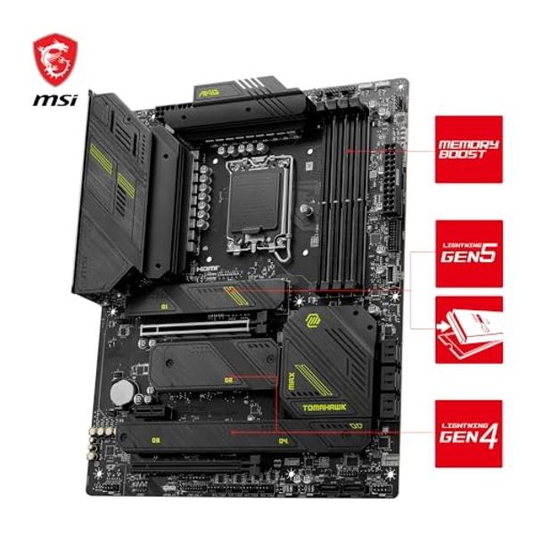 MSI MAG Z790 Tomahawk MAX WiFi Gaming Motherboard (Supports 12th/13th/14th Gen Intel Processors, LGA 1700, DDR5, PCIe 5.0, M.2, SATA 6G, 2.5Gbps LAN, USB 3.2 Gen2, Wi-Fi 7, Bluetoo